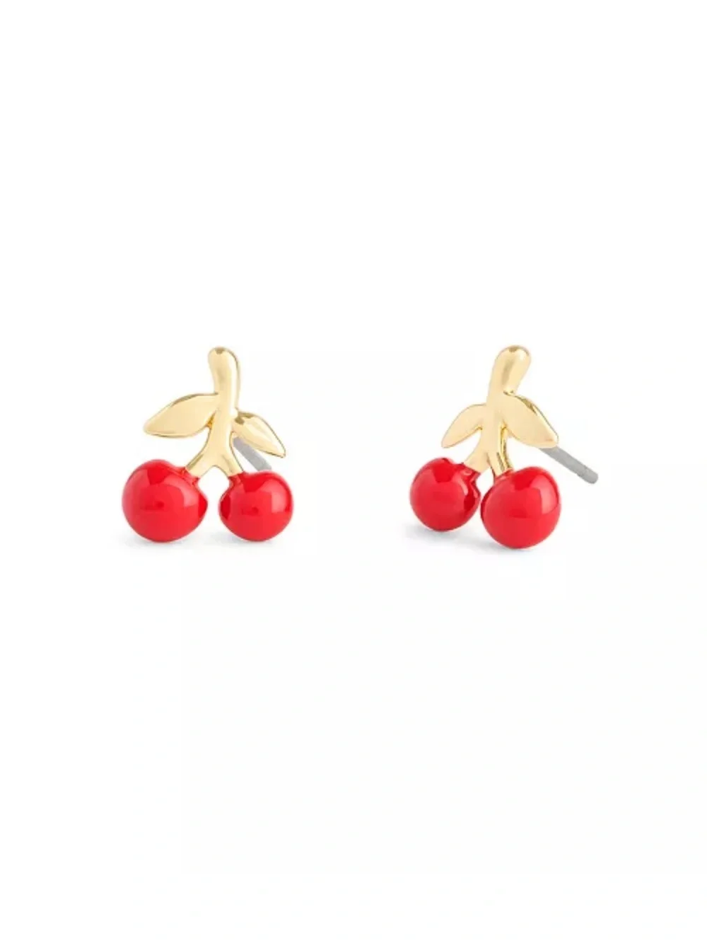 COACH Gold-Tone Cherry Stud Earrings with Red Enamel